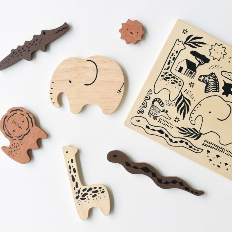 Safari Animals Wooden Tray Puzzle by Wee Gallery
