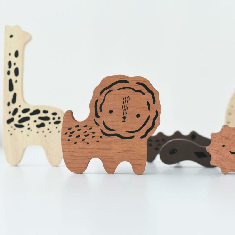 Wooden Safari Animals Tray Puzzle by Wee Gallery