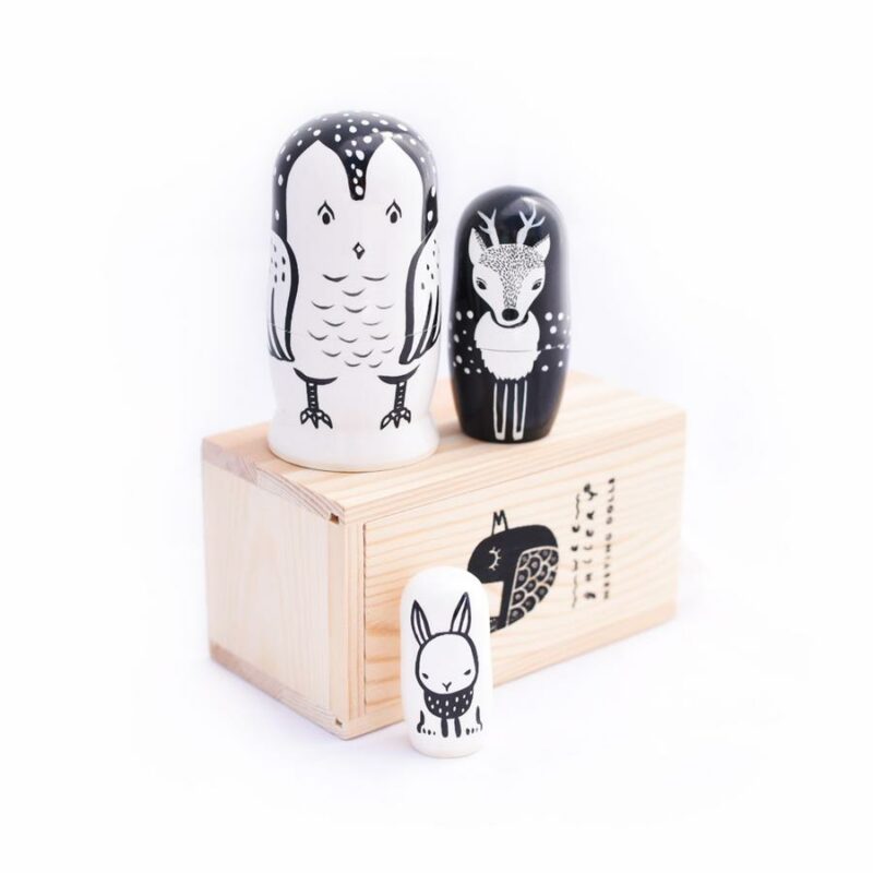 Wooden Own Deer and Bunny Nesting Dolls