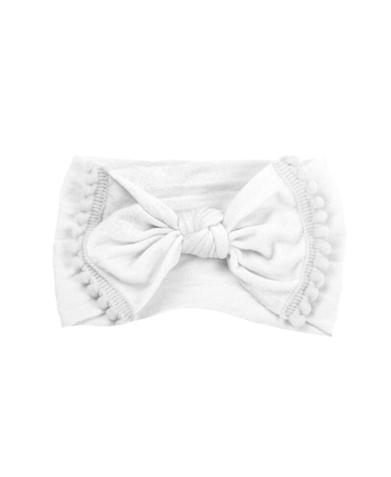 Emerson and Friends White Pom Pom Nylon Baby Headband