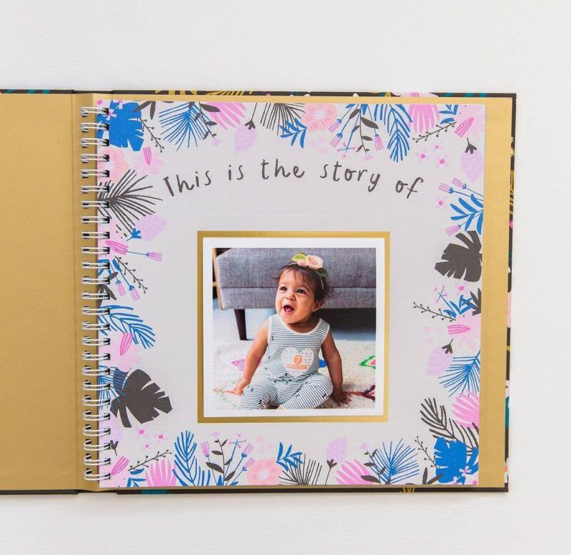 Floral Baby Book with Black Cover and Floral Design