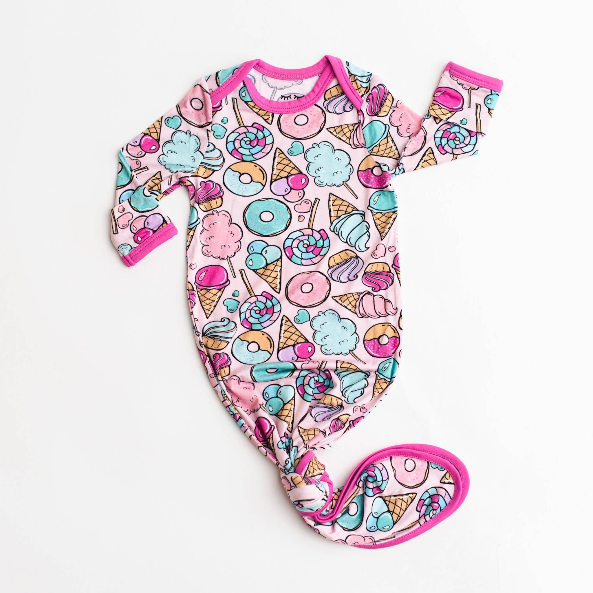 Little Sleepies Pink Sweet Treats Infant Knotted Gown Blossom