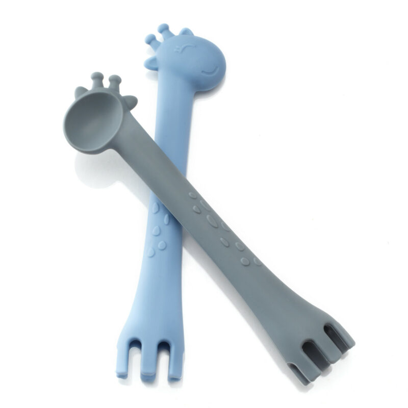 Ali+Oli Silicone Fork and Spoon Feeding Utensils for Baby and Toddler