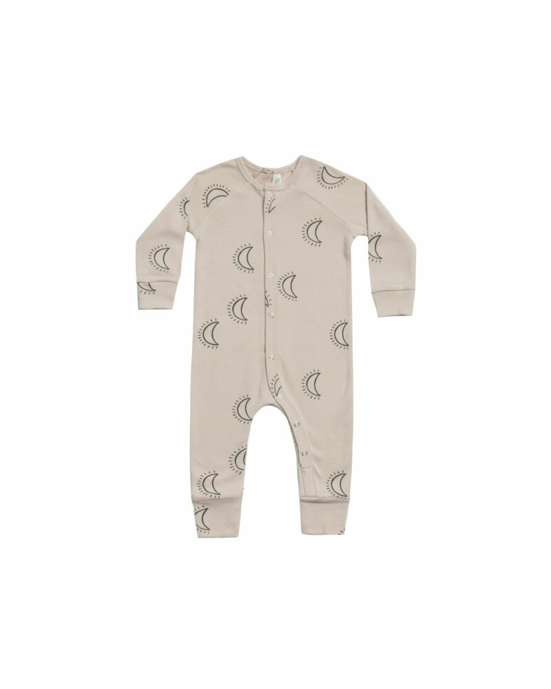 Rylee + Cru Moons Long John, Sleepy Moon Baby Pajamas, Baby and Children's Long Johns Moon Pattern by Rylee and Cru