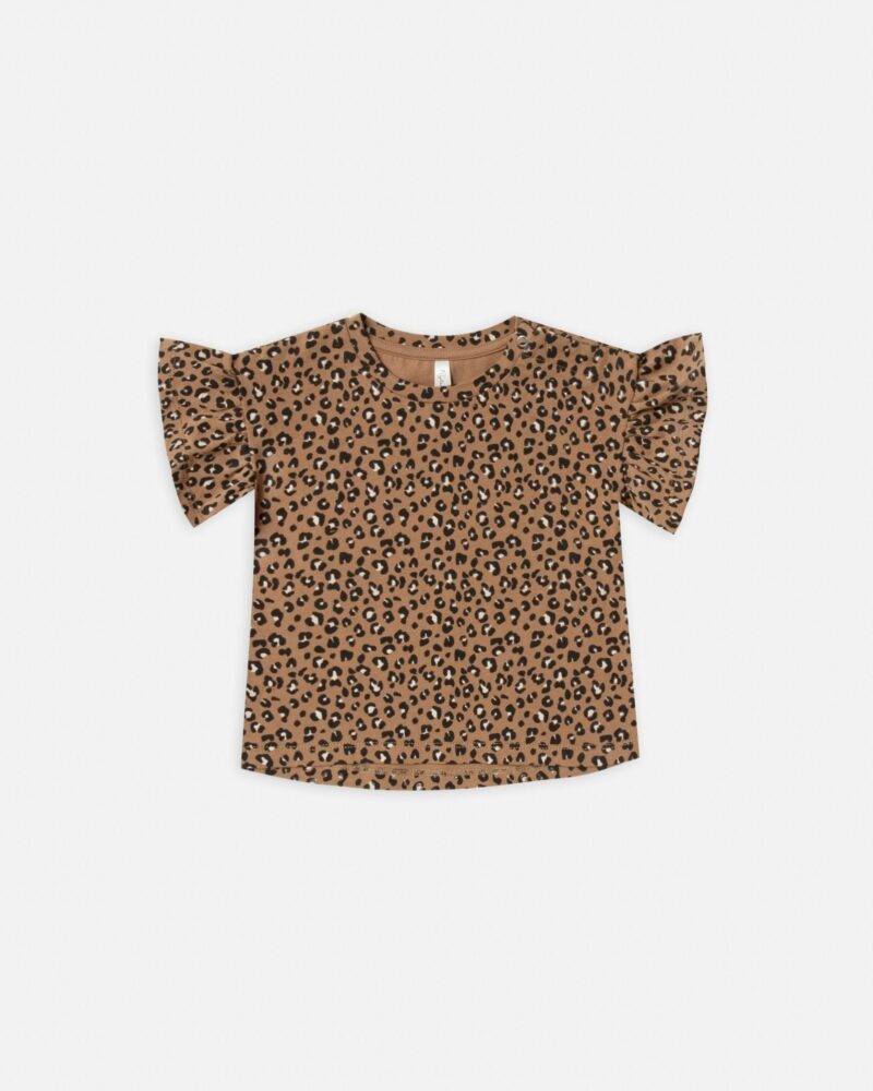 Rylee Cru Flutter Sleeve Tee Cheetah print