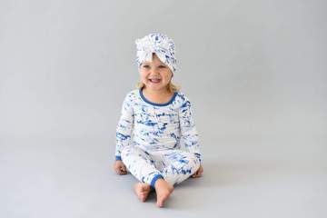 Kyte BABY Sapphire Marble Toddler Pajamas with Sapphire Marble Bunny Knot