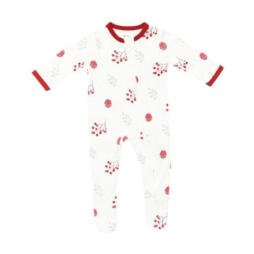 Kyte BABY Zippered Footie in Holly Berry Blossom
