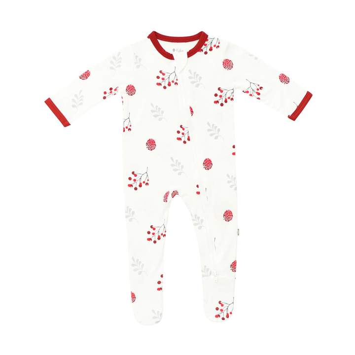 Kyte BABY Zippered Footie in Holly Berry