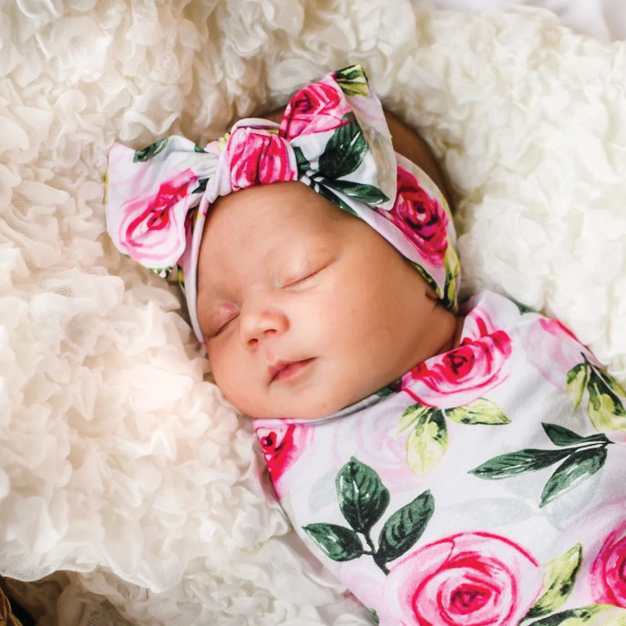 Roses Bamboo Baby Headband by Little Sleepies