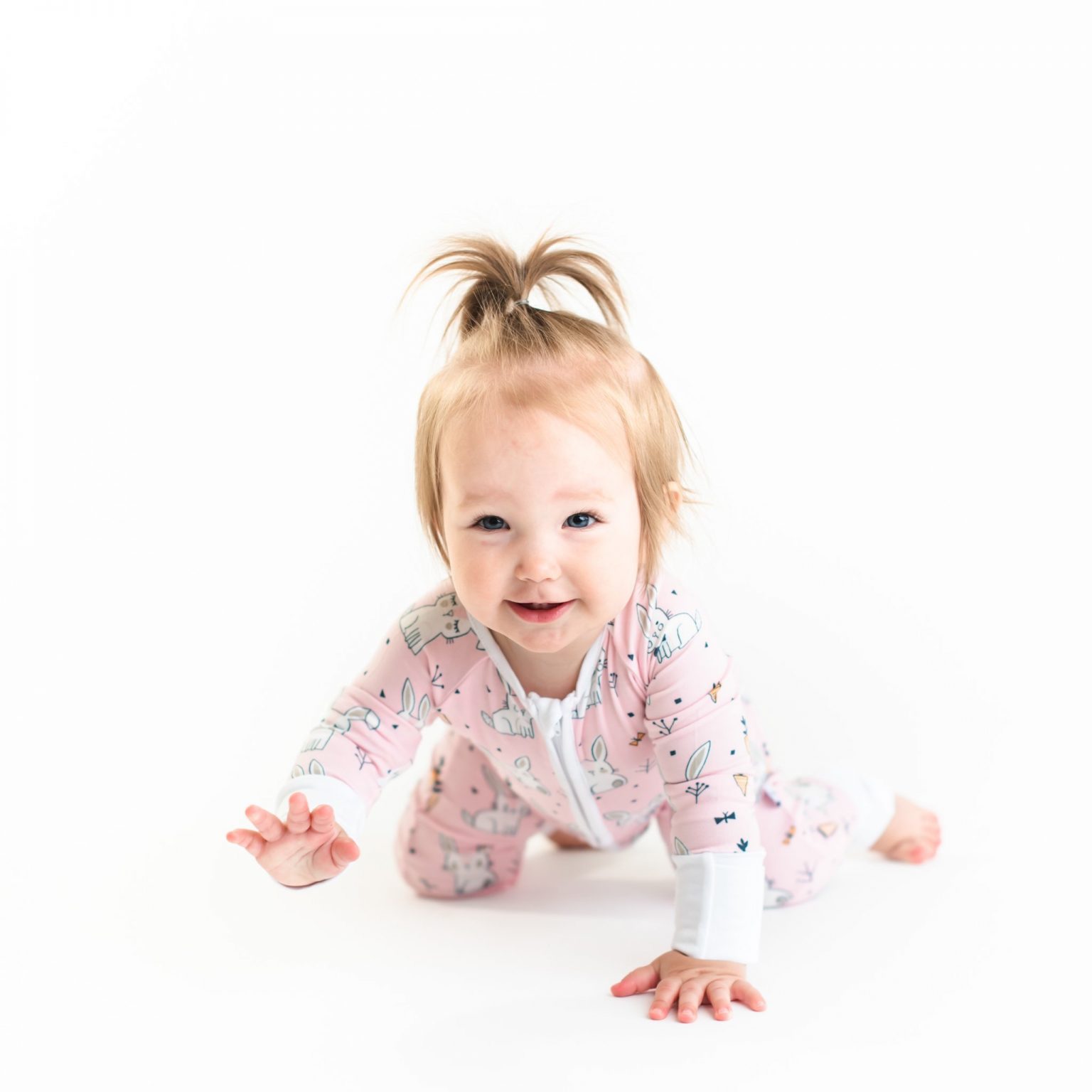 Little Sleepies Pink Bunnies Bamboo Sleeper Blossom