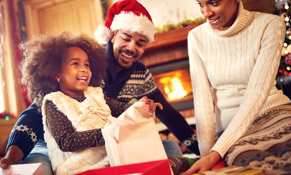 Toddler Opening Gifts on Christmas