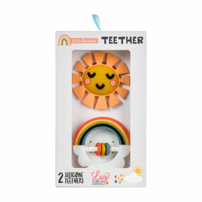 Rainbow teether toy packaging