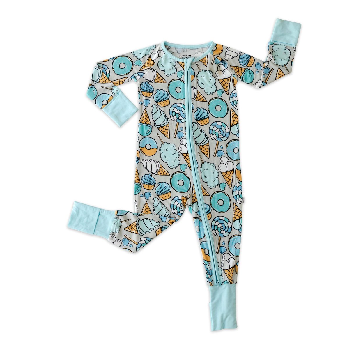 Little Sleepies Gray Sweet Treats Bamboo Sleeper Zippy Blossom