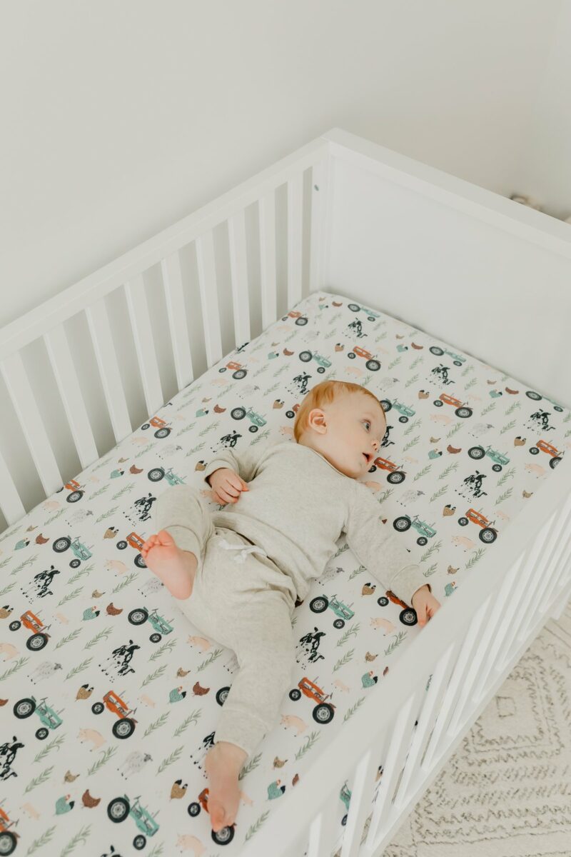 Farm Pattern Baby Crib Sheet by Copper Pearl