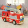 Wooden Fire Egine Toy Red with Removable Firefighters