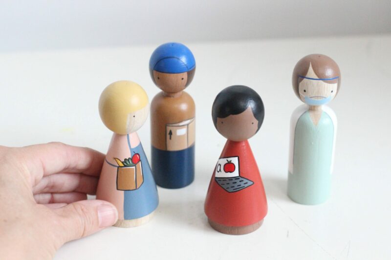 Essential Workers Set of Four Peg Doll Set by Goose Grease