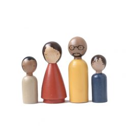 Organic Gender Neutral Family II Handmade Wooden Figurines Peg Dolls by Goose Grease