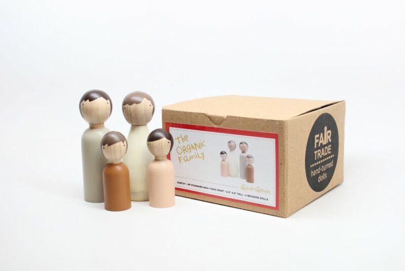 Gender Neutral Family of Four Peg Doll Set by Goose Grease