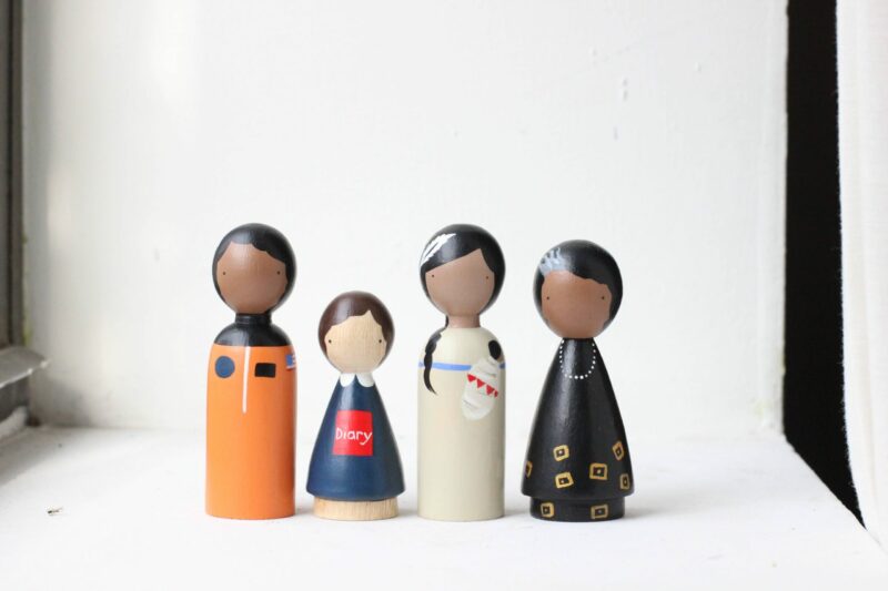 The Trailblazers II Historical Women Organic Handmade Wooden Figurines Peg Dolls by Goose Grease