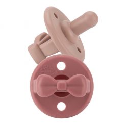 Itzy Ritzy Sweetie Soother Pacifier Set 2-Pack Clay and Rosewood Bows
