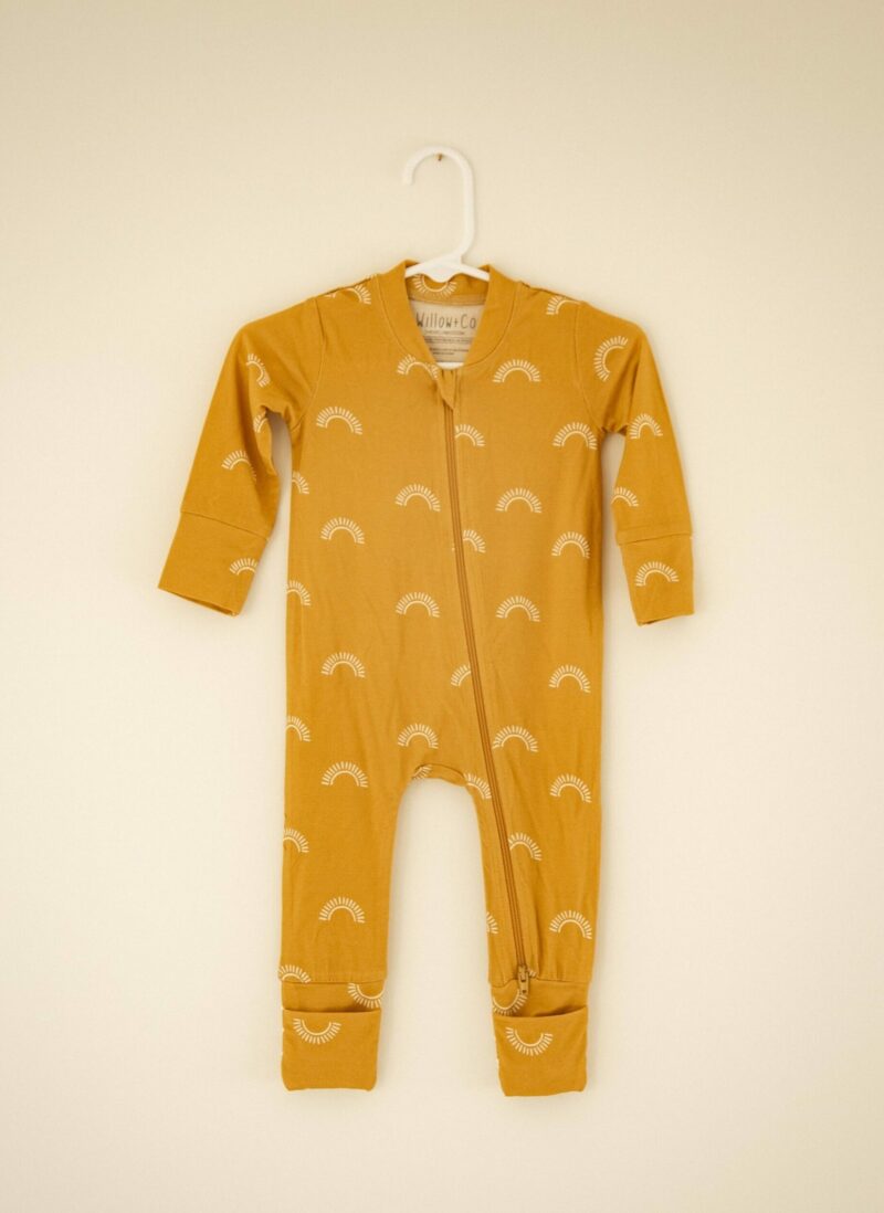 Willow+Co Yellow Sun Romper Footie