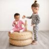 Organic Bamboo Viscose Baby and Toddler Pajamas Gray Kisses Long Sleeve Toddler Pajama Set by Little Sleepies