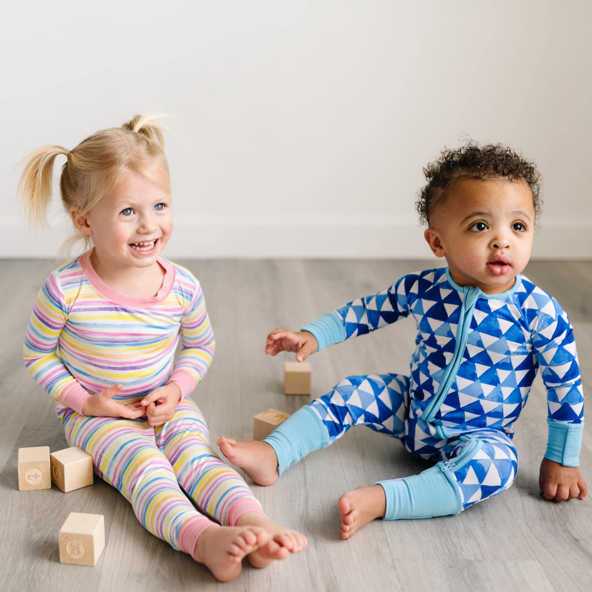 Little Sleepies Sunrise Stripe and Horizon Triangles Bamboo Pajamas