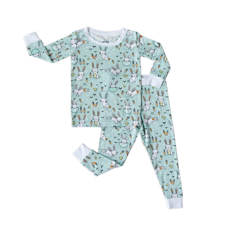 Little Sleepies Mint Bunnies Bamboo Viscose TwoPiece Pajama Set Blossom
