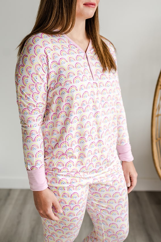 Little Sleepies Women's Matching Family Pajama Top in Pastel Rainbow