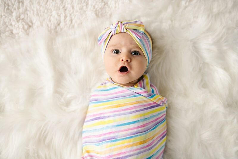 Little Sleepies Sunrise Stripe Bamboo Swaddle & Headband Set