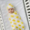 Little Sleepies Sunshine Bamboo Swaddle & Hat Set