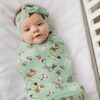 Little Sleepies Aqua Puppy Love Swaddle & Headband Set