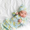 Little Sleepies Bananas on Blue Bamboo Viscose Adjustable Baby Knotted Gown