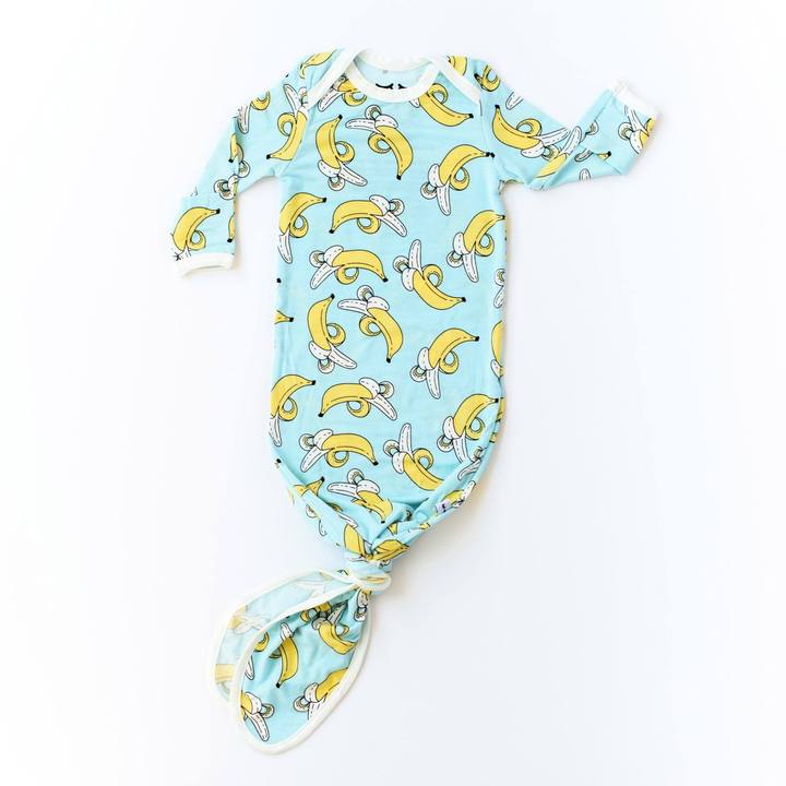 Little Sleepies Bamboo Viscose Yellow Bananas Infant Knotted Gown