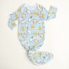 Little Sleepies Bamboo Viscose Blue Breakfast Buddies Infant Knotted Gown