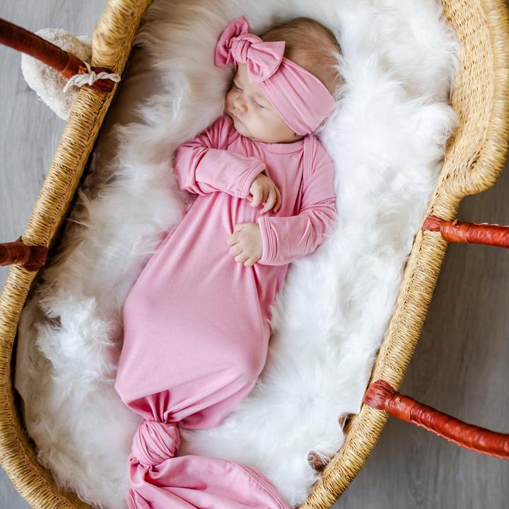 Little Sleepies Bubblegum Pink Bamboo Viscose Adjustable Baby Knotted Gown