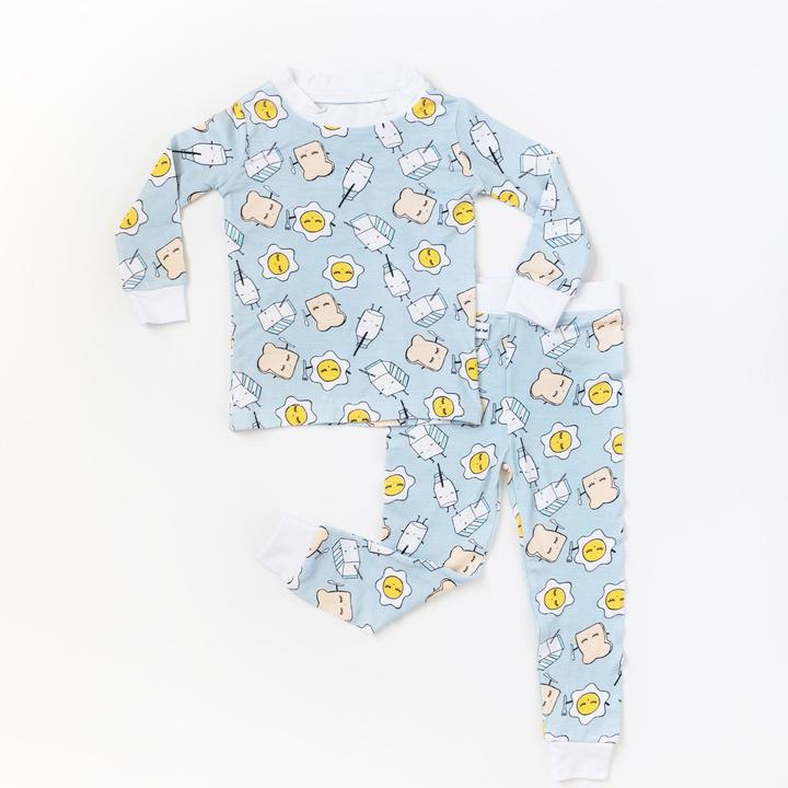 Breakfast Toddler Pajamas in Blue  by Little Sleepies