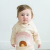 Baby Wearing Rainbow Pocket Hooded Sweatshirt in Natural