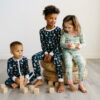 Little Sleepies Bamboo Viscose toddler Pajama Set Long Sleve Pants and Shirt in Aqua Puppy Love