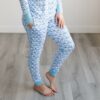 Little Sleepies Blue Rainbows Women's Bamboo Jogger Pajama Pants