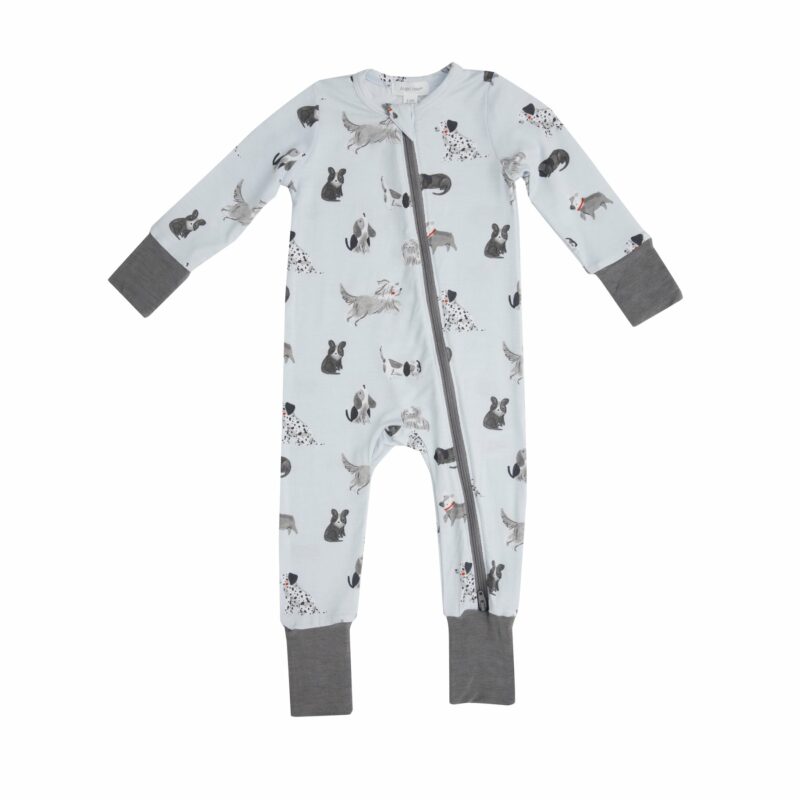 Angel Dear Grey Hounds Zipper Romper Grey