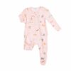 Angel Dear Puppy Play Ruffle Pink Bamboo Zipper Footie