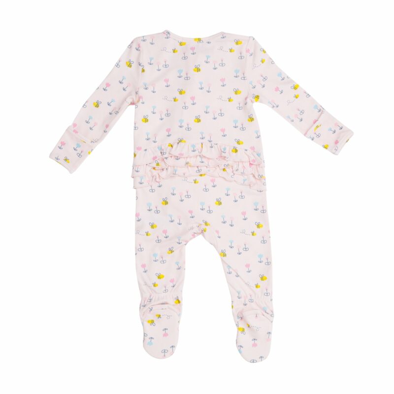 Pink Bees Baby Pajama Footie with Zipper by Angel Dear