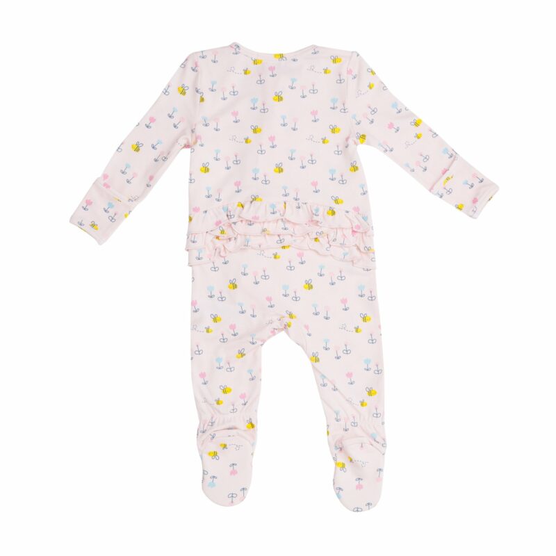 Pink Bees Baby Pajama Footie with Zipper by Angel Dear