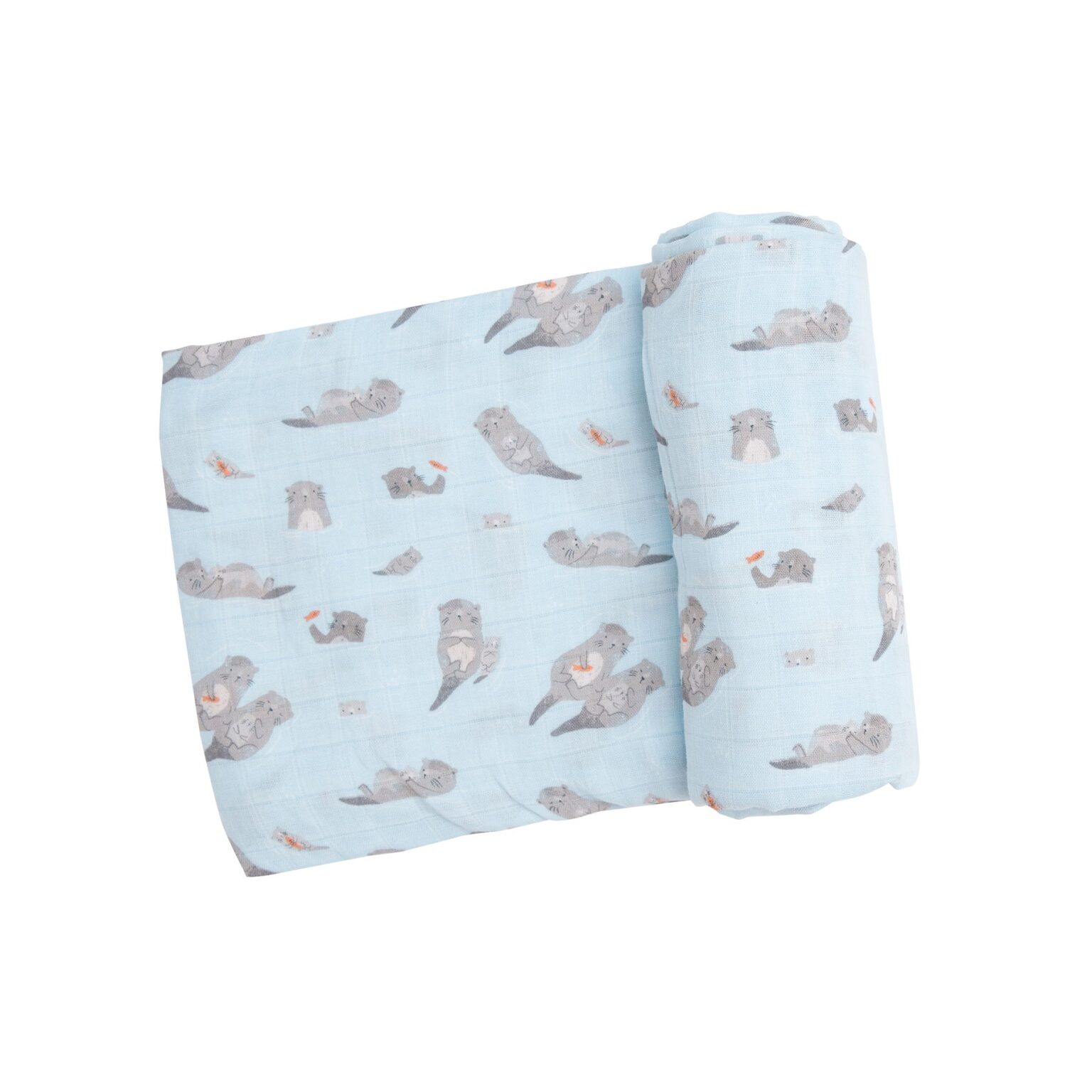 Angel Dear Otters Swaddle Blanket in Blue Blossom