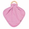 Kyte Baby Pink Bubblegum Fabric Lovey with Wooden Teether Ring