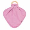 Kyte Baby Pink Bubblegum Fabric Lovey with Wooden Teether Ring