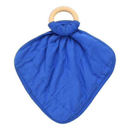 Kyte Baby Indigo Fabric Lovey with Wooden Teether Ring