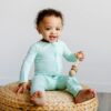 Little SleepiesAquamarine Bamboo Viscose Convertible Romper/Sleeper