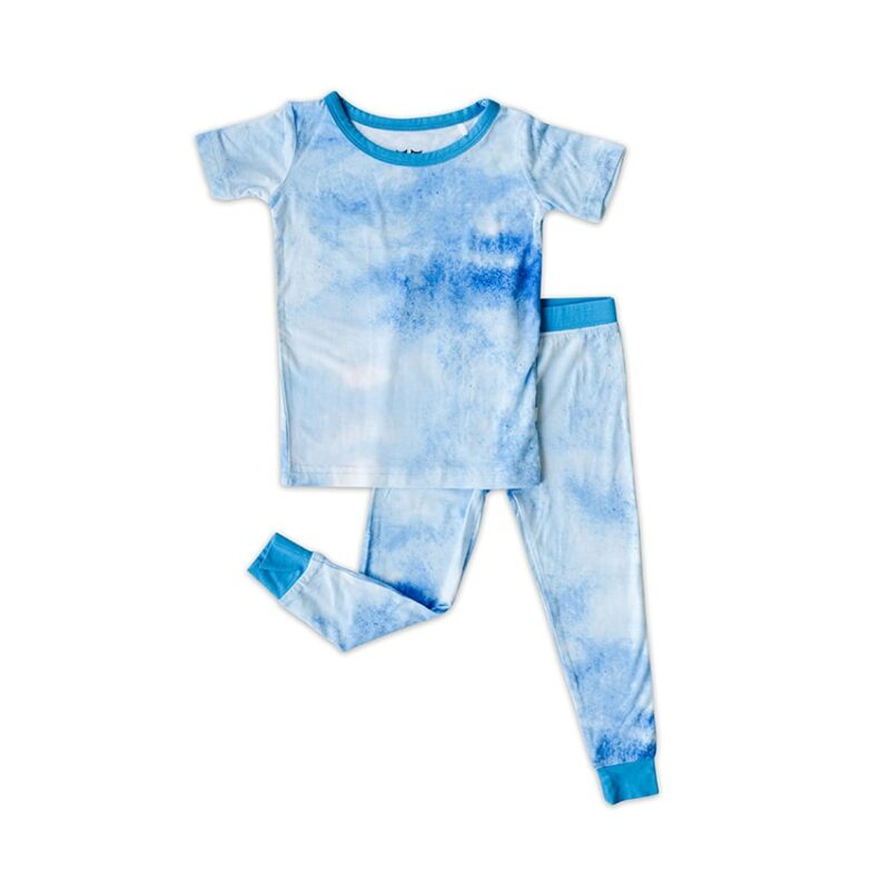 Little Sleepies Blue Watercolor Short Sleeve Two-Piece Pajama Set